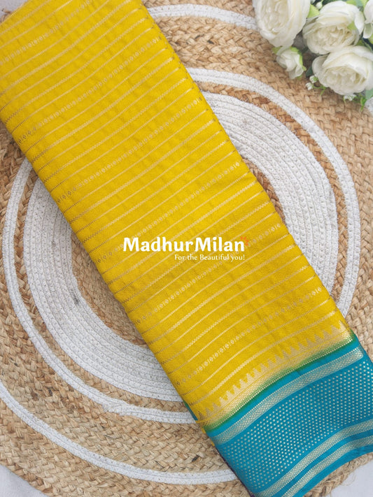 SEMI MYSORE CREPE SAREE YELLOW