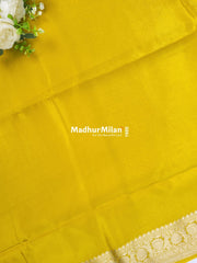 BANARASI RUSSIAN CREPE SAREE LEMON YELLOW