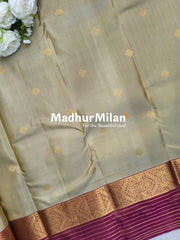KORVAI BUTTA BORDER LINES BORDER SAREE CREAM DUSTY MAUVE