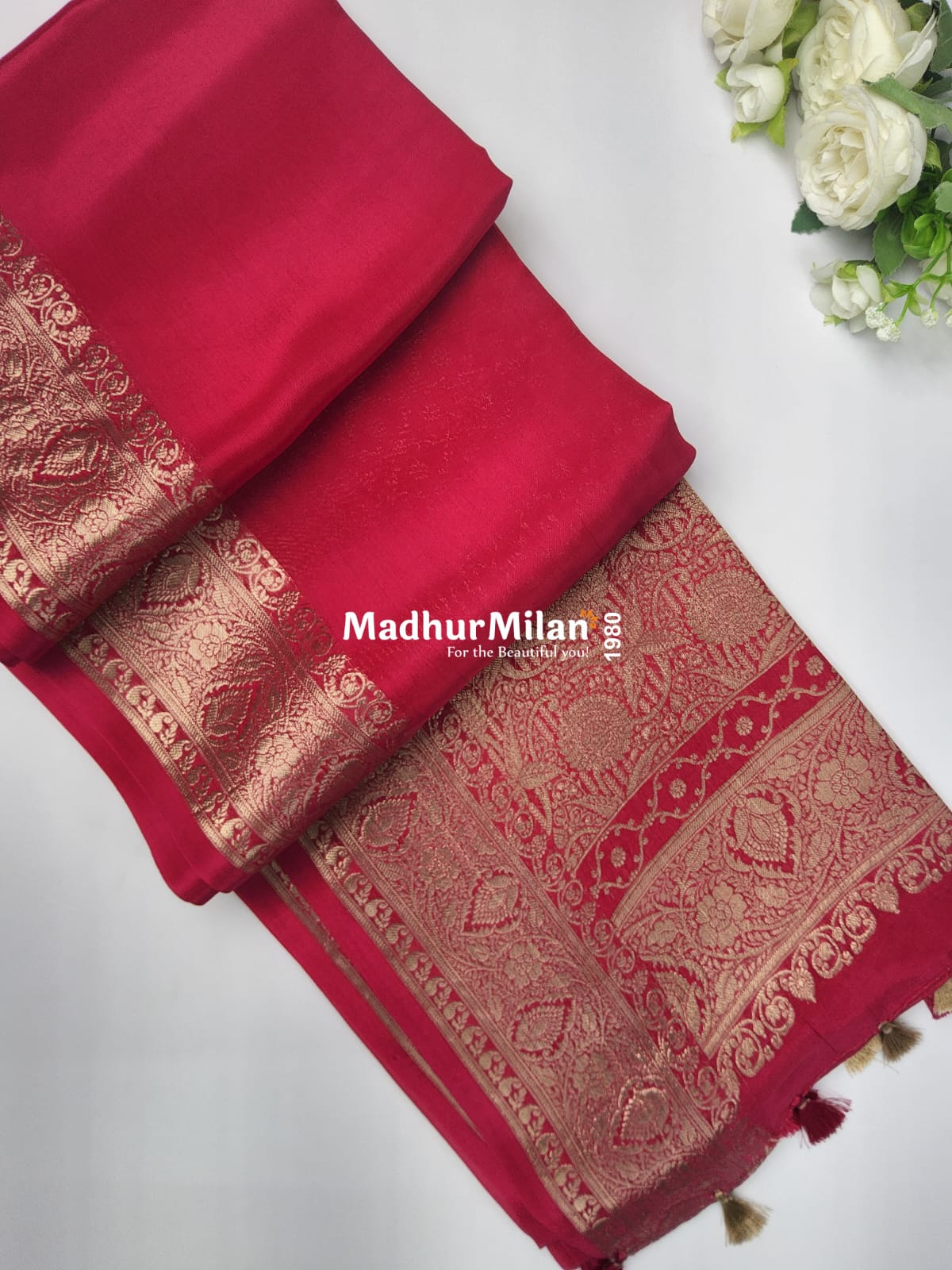 MAYA BANARASI RUSSIAN CREPE SAREE PINK