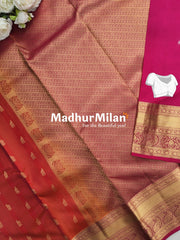 MULTY STRIPES BUTTI BORDER SAREE ORANGE PINK