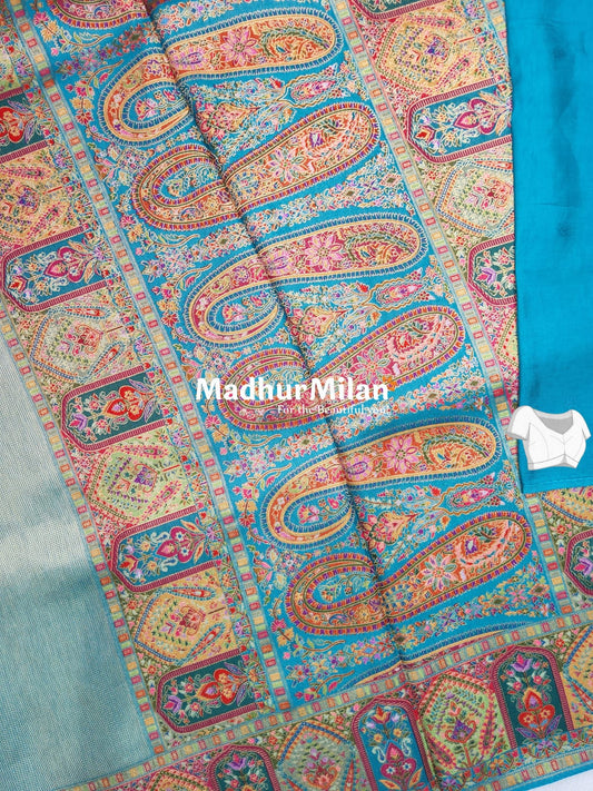 BANARASI GOLD TISSUE MEENA WEAVE SAREE FIROZI