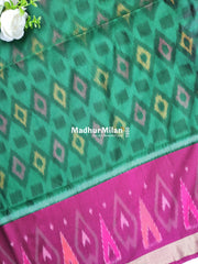 RUBY PATTOLA SILK TISSUE BORDER GREEN PINK