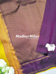 KORVAI EMBOSE BENTEX BORDER SAREE GOLDEN YELLOW PURPLE