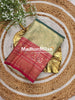 INDRA TISSUE SILK SAREE GOLDEN GREEN PINK