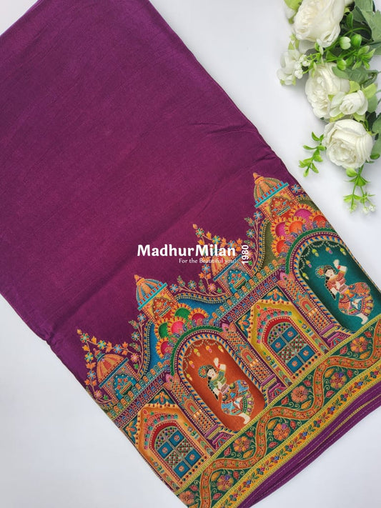 PASHMINA BROCADE SAREE PURPLE