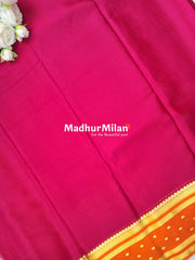 BENTEX BUTTA BORDER PURE CREPE SILK SAREE PINK ORANGE