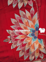 FLOWER BEAUTY RAW SILK SAREE RED