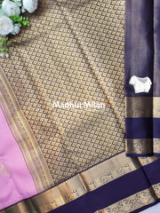 KANCHI CHECKS BUTTA BENTEX BORDER SAREE PINK BROWN