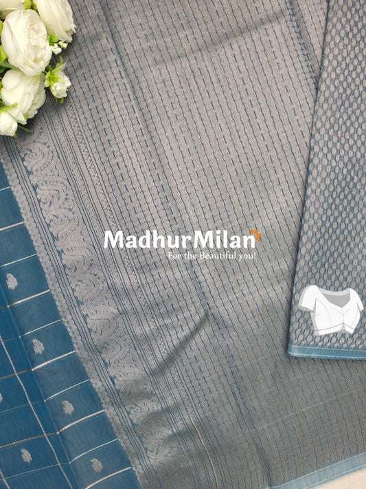 KOVAI CHECKS BUTTA SILK COTTON SAREE DUSTY RAMA