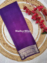 MAYA BANARASI CREPE PLAIN BODY GOLD JARI BORDER SAREE PURPLE