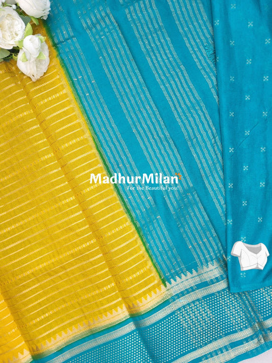 SEMI MYSORE CREPE SAREE YELLOW