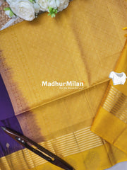 BUTTA STRIPES BORDER SOFT SILK SAREE PURPLE YELLOW