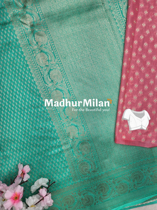 BANARASI SEMI GEORGETTE SAREE RAMA