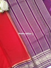SEMI CREPE SILK SAREE RED PURPLE