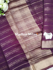 ASSAM SILK STRIPES SAREE WINE