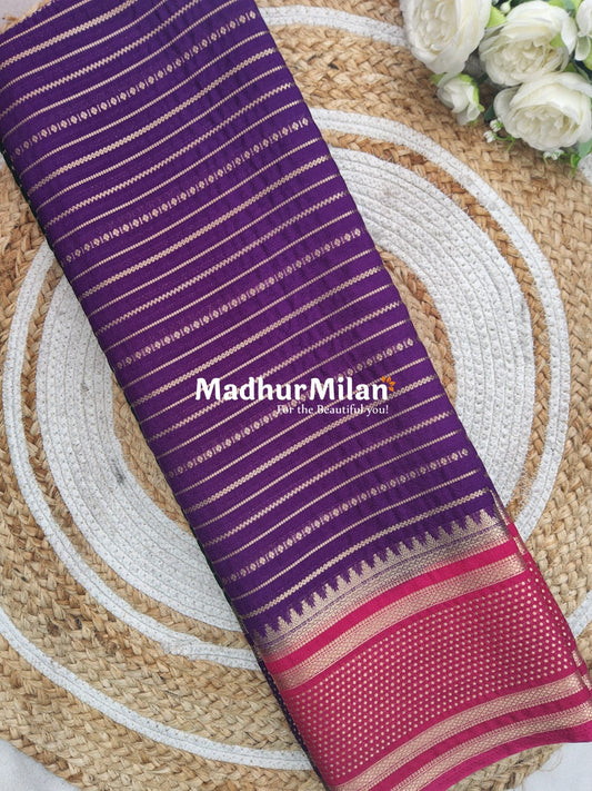 SEMI MYSORE CREPE SAREE PURPLE