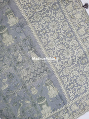 KOTA EMBROIDERY BODER WORK SAREE GREY