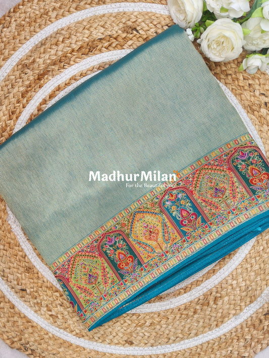 BANARASI GOLD TISSUE MEENA WEAVE SAREE FIROZI