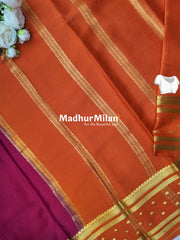 BENTEX BUTTA BORDER PURE CREPE SILK SAREE PINK ORANGE