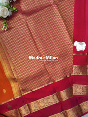 KANCHI BUTTA BENTEX BORDER SAREE ORANGE PINK