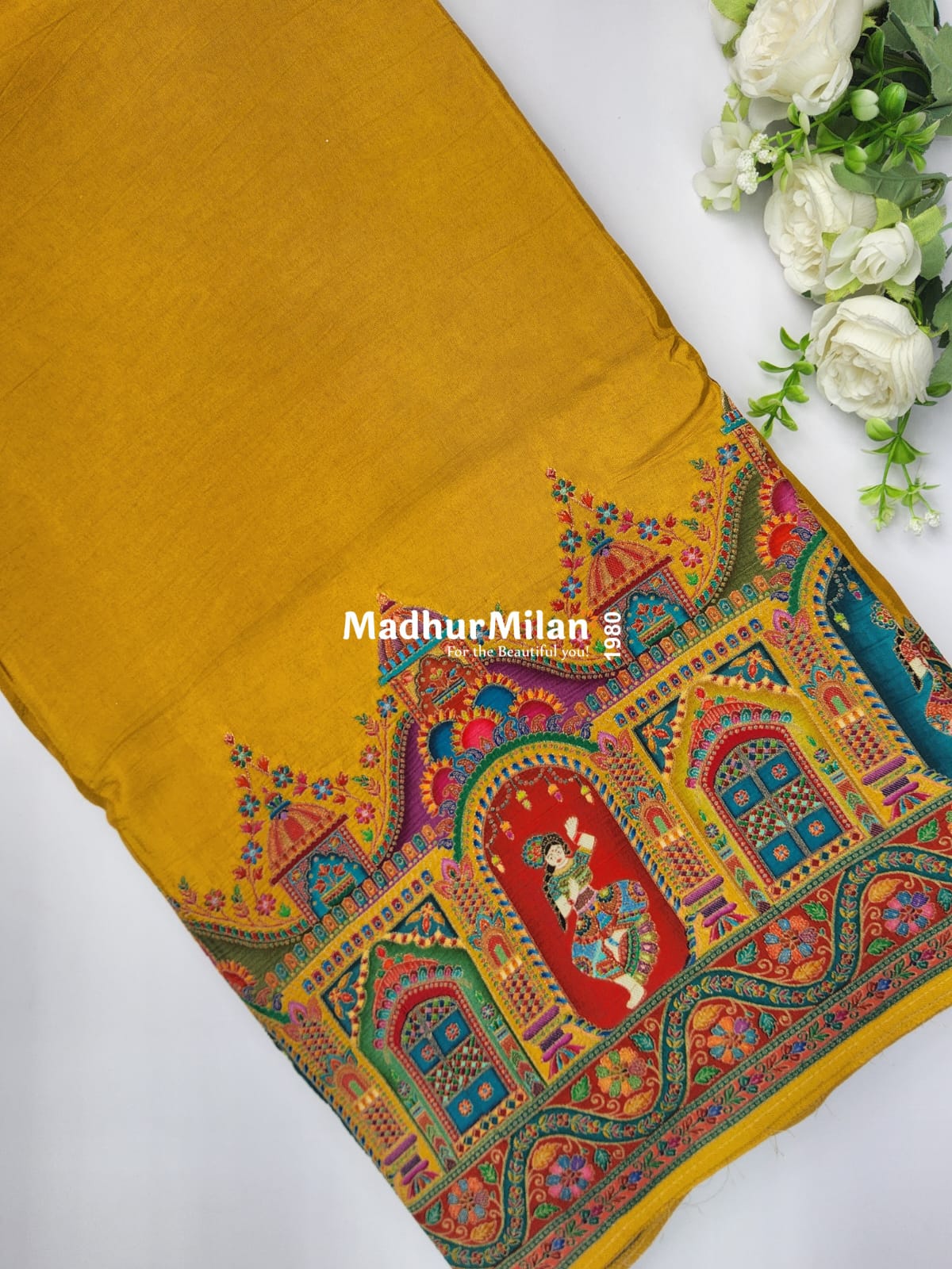 PASHMINA BROCADE SAREE MUSTARD