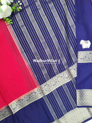 SEMI CREPE SILK SAREE PINK PURPLE
