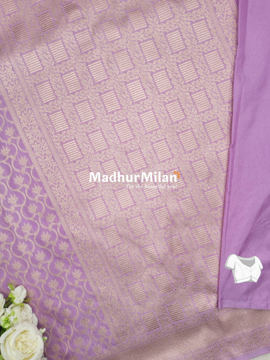 CHARVI BANARASI CREPE SILK SAREE LAVENDER