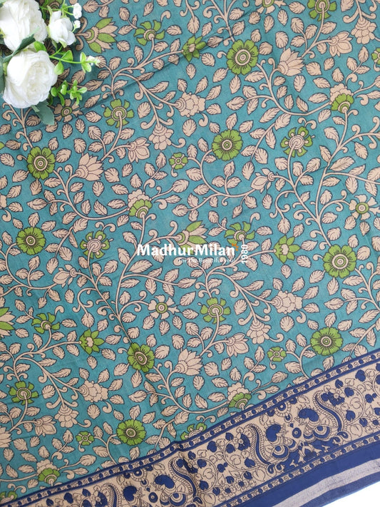 KALAMKARI PRINT KAJU SILK SAREE RAMA