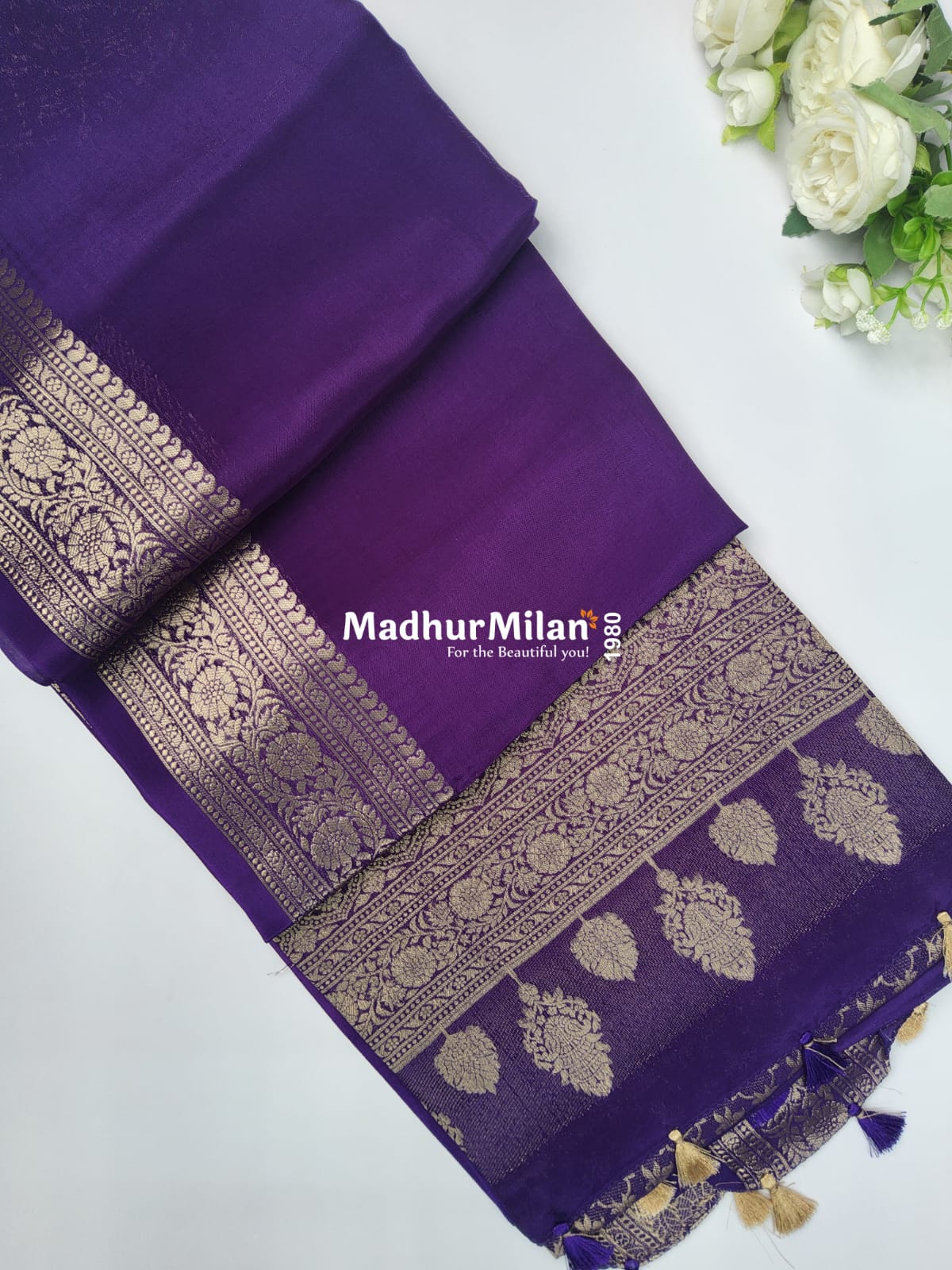 MAYA BANARASI RUSSIAN CREPE SAREE PURPLE