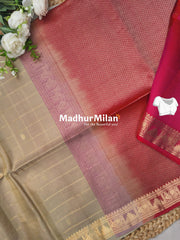 CHECKS BUTTA BORDER SOFT SILK SAREE CREAM PINK