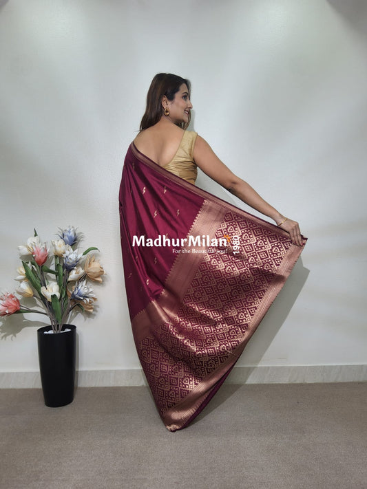TULSI MALAI SILK SAREE WINE