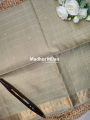 CHECKS BUTTA BORDER SOFT SILK SAREE CREAM PINK