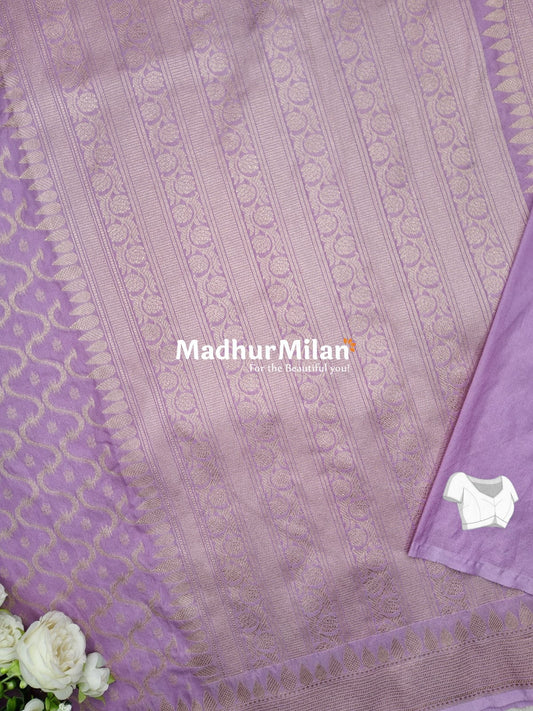 CHARVI BANARASI CREPE SILK SAREE LAVENDER