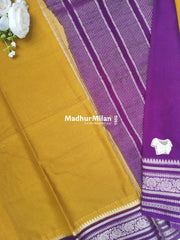 SEMI CREPE SILK SAREE GOLD PURPLE