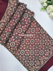 AJRAKH PRINT GAJI MODAL SAREE BROWN