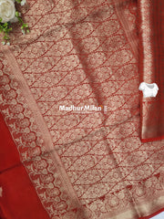 BANARASI BUTTA RUSSIAN CREPE SAREE RED