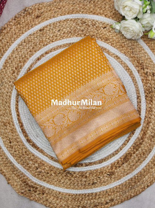 CHARVI BANARASI CREPE SILK SAREE YELLOW
