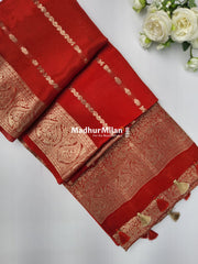 BANARASI RUSSIAN CREPE SAREE RED