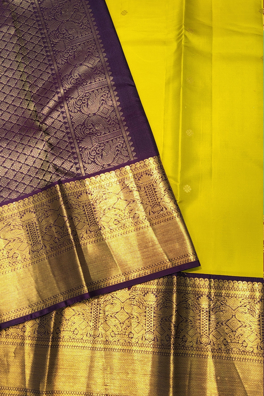 Beautifull  golden saree with purple border LINEN/SNK-301 5