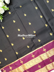 KANCHI BUTTA BENTEX BORDER SAREE BLACK WINE