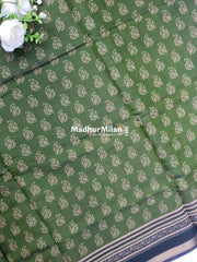 BAGRU PRINT KAJU SILK SAREE GREEN