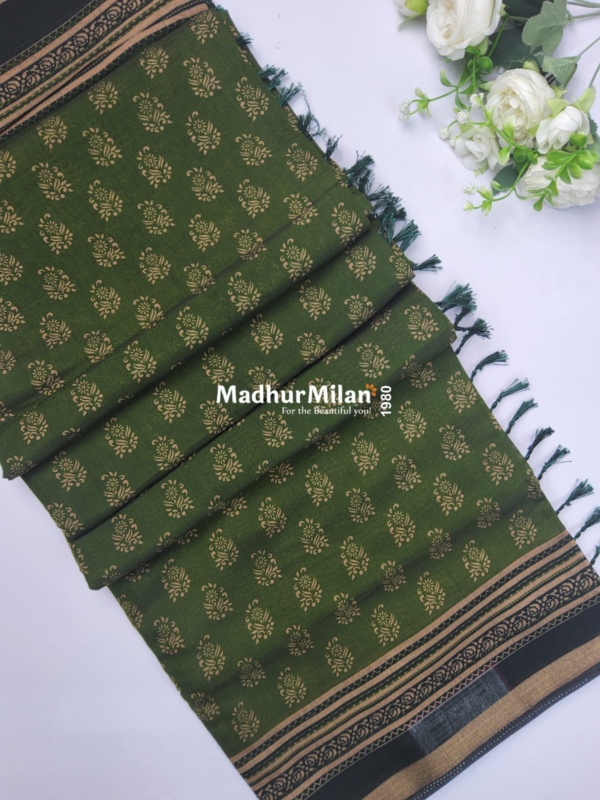 BAGRU PRINT KAJU SILK SAREE GREEN