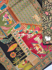 PASHMINA BROCADE SAREE BLACK