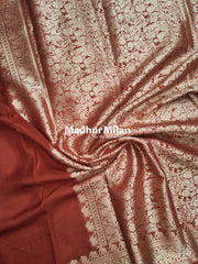 MISAKI BANARASI CREPE SILK SAREE BRICK RED
