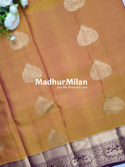 KORVAI MICRO STRIPES LEAF BUTTA SAREE GOLDEN WINE