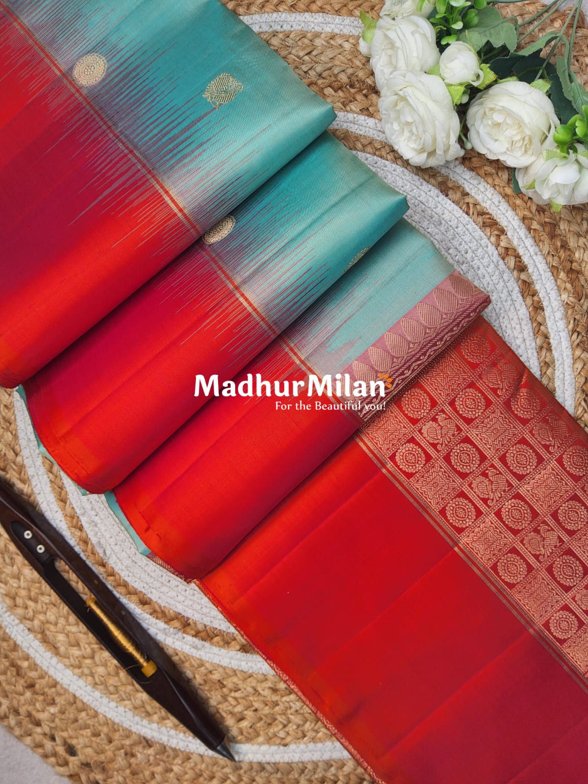BORDER BUTTA SOFT SILK SAREE RAMA PINK