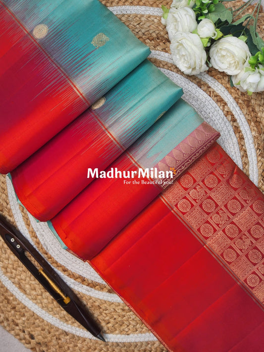BORDER BUTTA SOFT SILK SAREE RAMA PINK