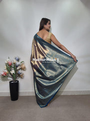 INDRA TISSUE SILK SAREE DUSTY PURPLE RAMA
