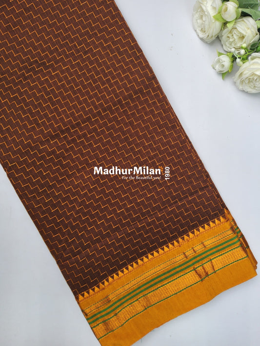 ILKAL ZIG ZAG SAREE RUST